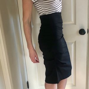 Black Pencil Midi Skirt